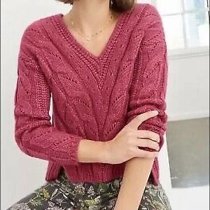 Anthropologie Medium Alpaca Blend Ramona Cable Knit Pullover Sweater